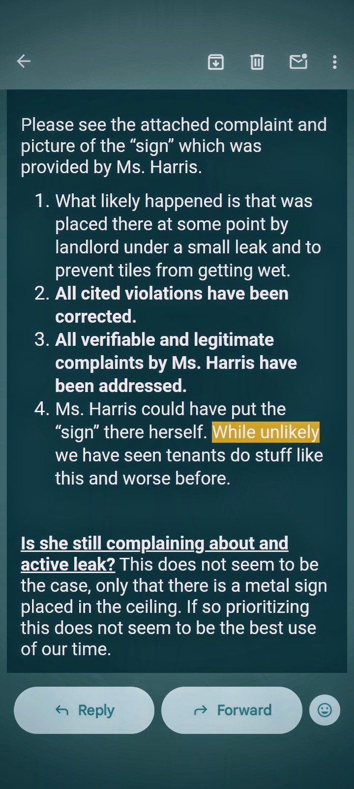 Chief inspector's words 