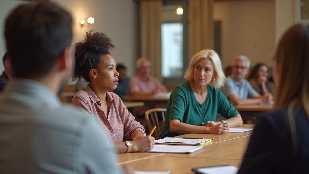 Close-up view of a community health workshop with diverse participants